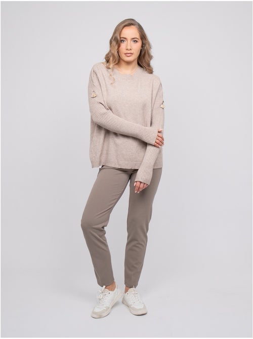 Maglione in maglia con maniche a coste e bottoni dorati kandyce - Kiabi Maglione in maglia con maniche a coste e bottoni dorati kandyce - Kiabi