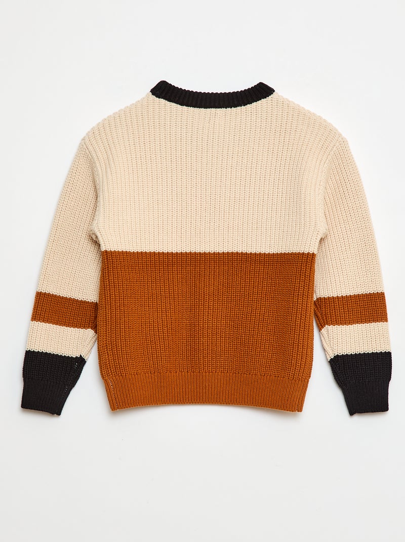 Maglione in maglia con motivo color block Beige - Kiabi