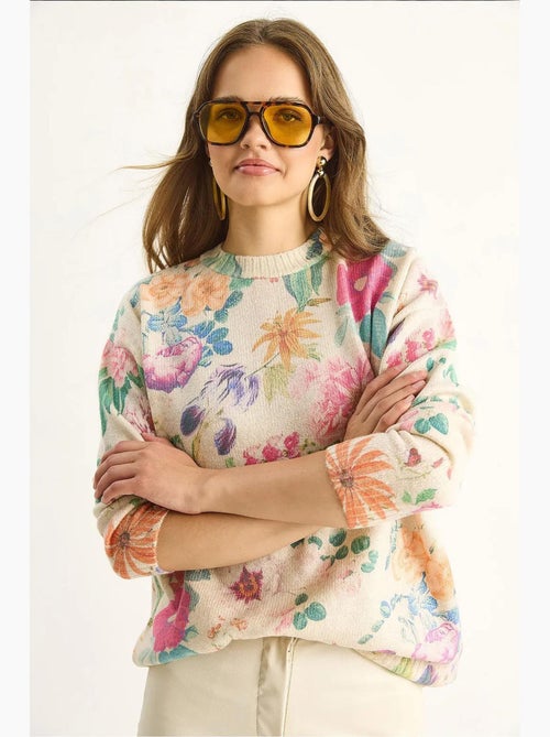 Maglione in maglia con motivo e girocollo lucci - Kiabi