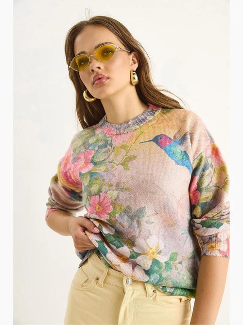 Maglione in maglia con motivo e girocollo lucci - Kiabi