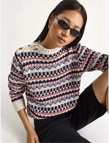 Maglione in maglia con motivo etnico lucci