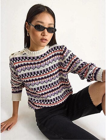 Maglione in maglia con motivo etnico lucci