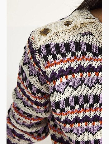 Maglione in maglia con motivo etnico lucci