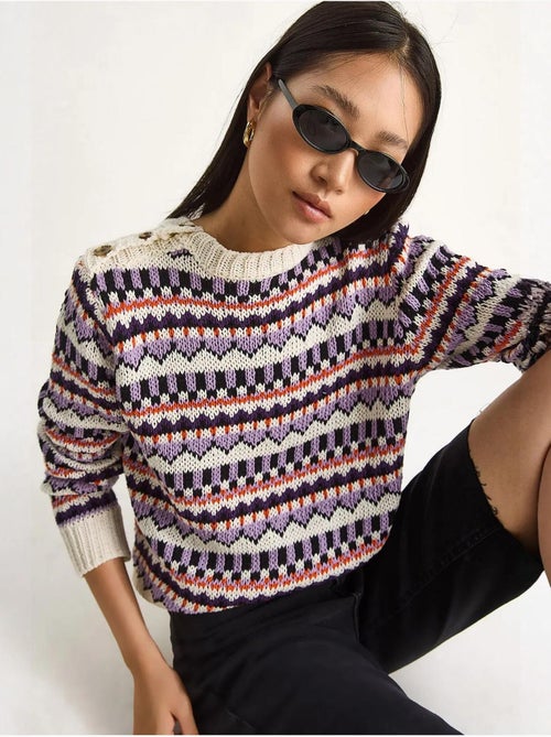 Maglione in maglia con motivo etnico lucci - Kiabi Maglione in maglia con motivo etnico lucci - Kiabi
