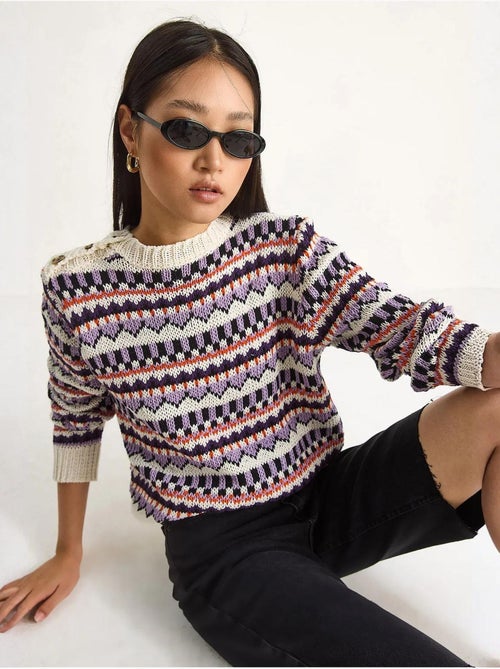 Maglione in maglia con motivo etnico lucci - Kiabi Maglione in maglia con motivo etnico lucci - Kiabi
