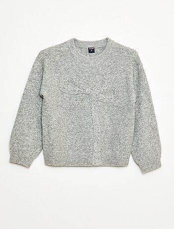 Maglione in maglia con fiocco in maglia a trecce sul davanti