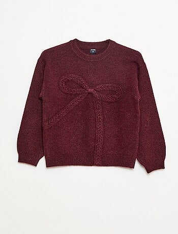 Maglione in maglia con fiocco in maglia a trecce sul davanti