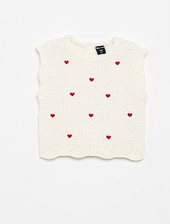Maglione in maglia con ricami a \'cuori\'