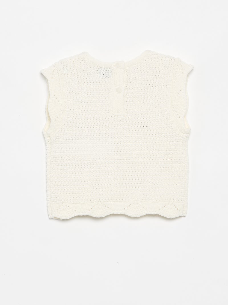 Maglione in maglia con ricami a 'cuori' Bianco - Kiabi