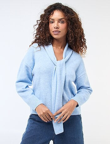 Maglione in maglia con sciarpa a punto grosso