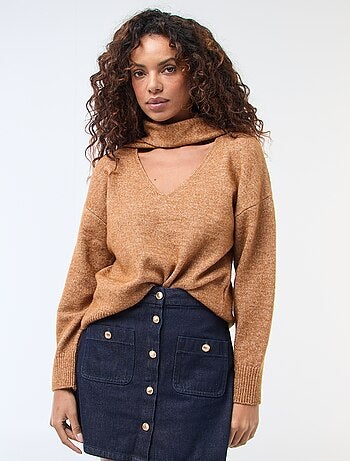 Maglione in maglia con sciarpa a punto grosso