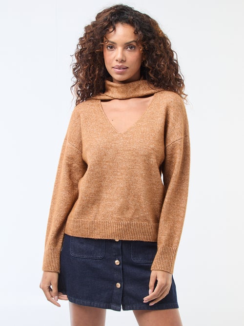 Maglione in maglia con sciarpa a punto grosso - Kiabi