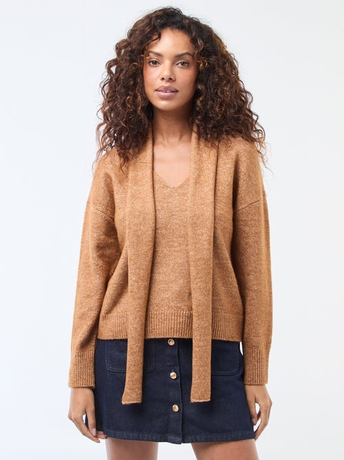 Maglione in maglia con sciarpa a punto grosso - Kiabi