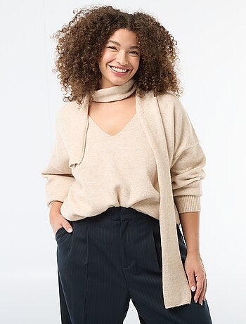 Maglione in maglia con sciarpa integrata