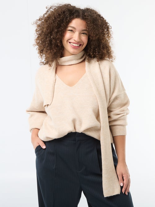 Maglione in maglia con sciarpa integrata - Kiabi