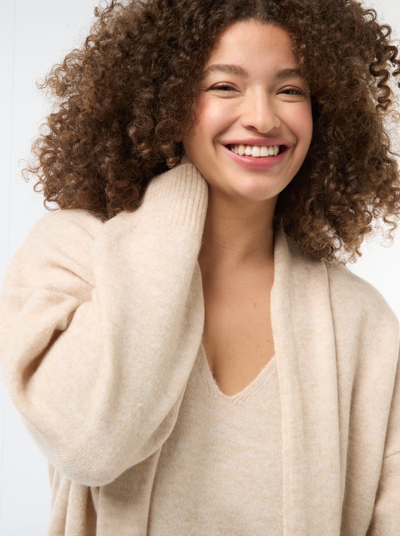 Maglione in maglia con sciarpa integrata Beige - Kiabi