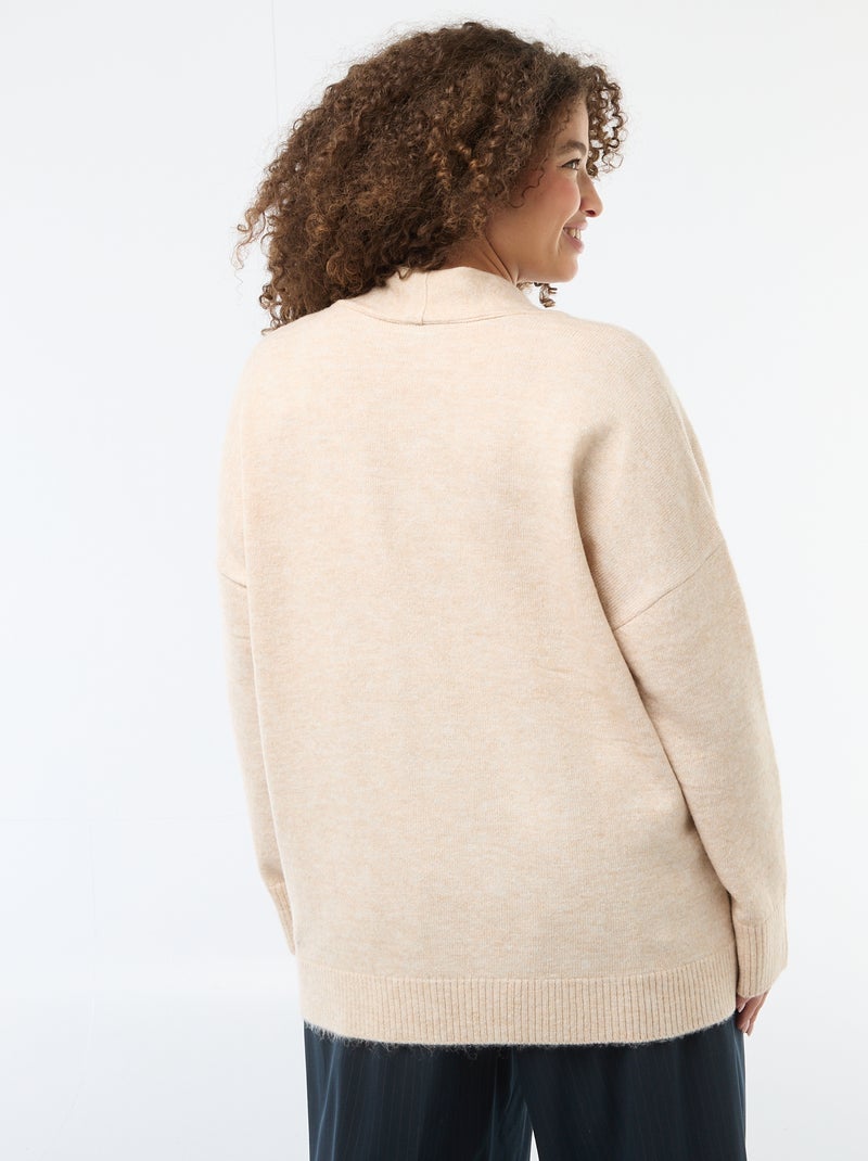 Maglione in maglia con sciarpa integrata Beige - Kiabi