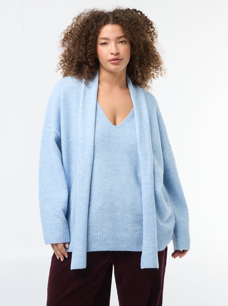 Maglione in maglia con sciarpa integrata Blu - Kiabi