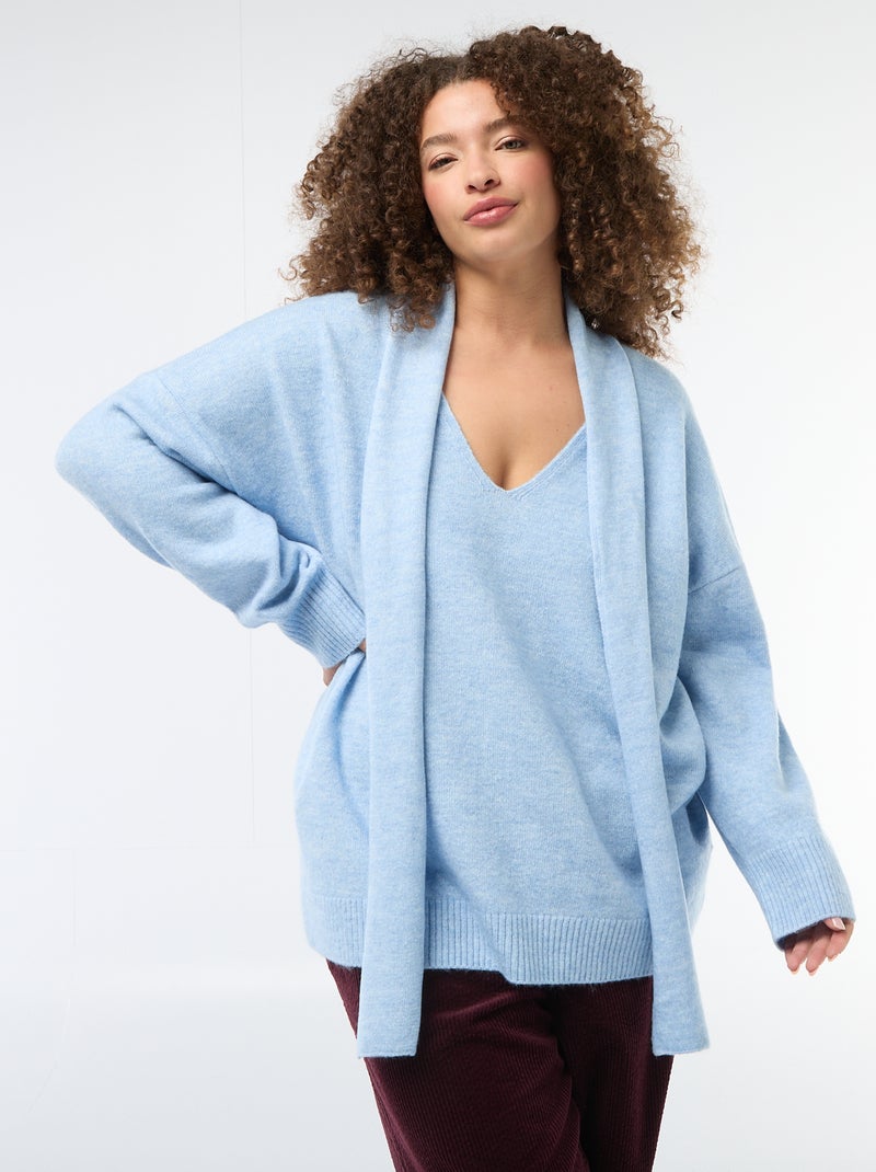 Maglione in maglia con sciarpa integrata Blu - Kiabi