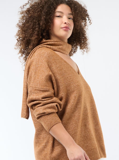 Maglione in maglia con sciarpa integrata - Kiabi