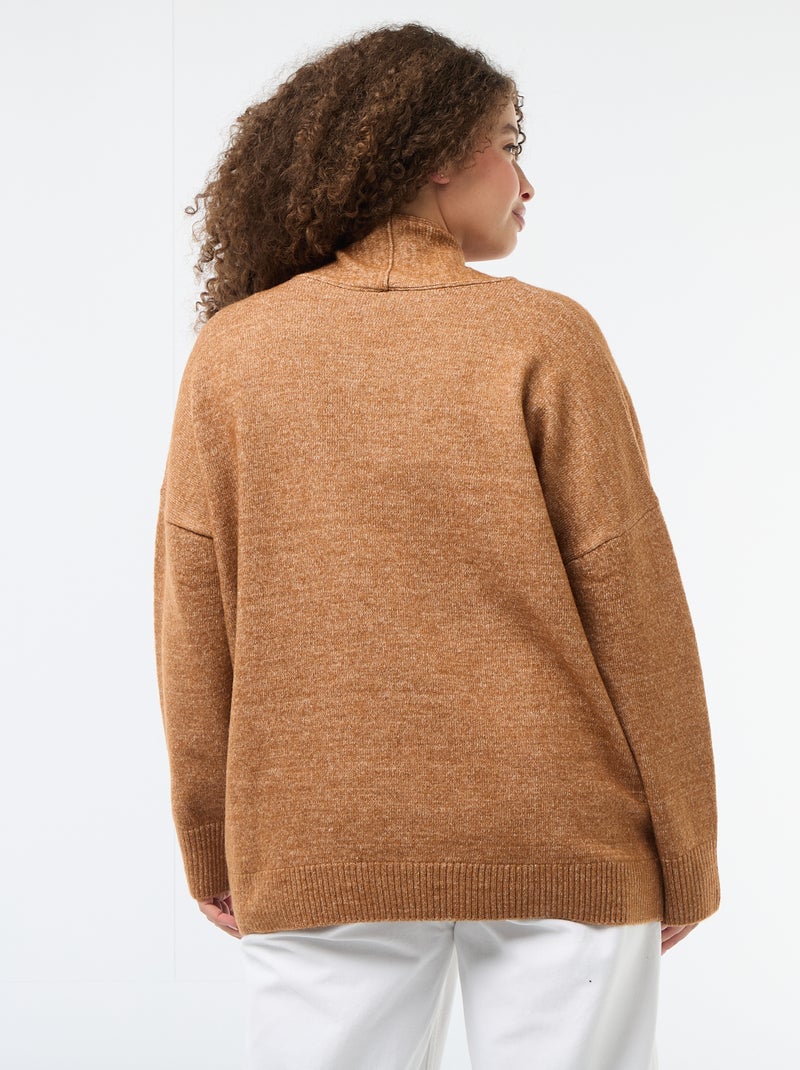 Maglione in maglia con sciarpa integrata Marrone - Kiabi