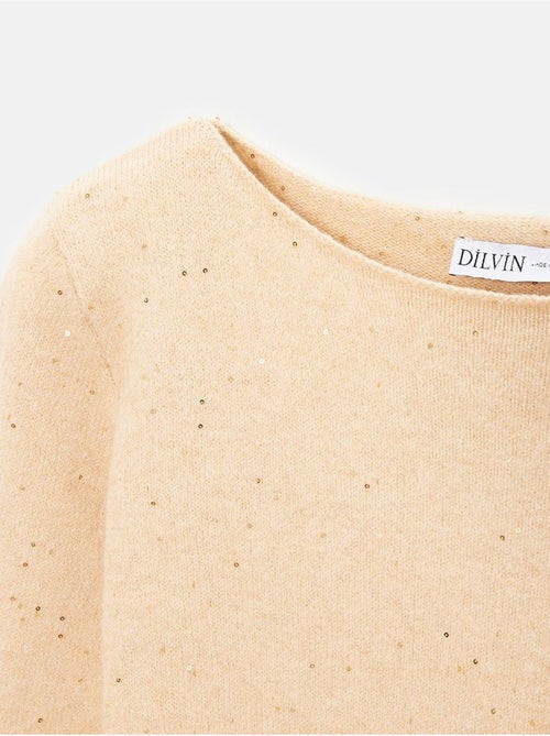 Maglione in maglia con scollo a barca e paillettes - Kiabi Maglione in maglia con scollo a barca e paillettes - Kiabi