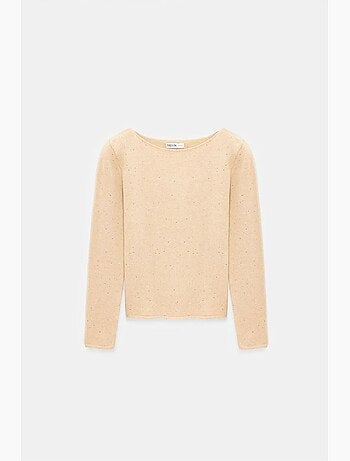 Maglione in maglia con scollo a barca e paillettes dilvin