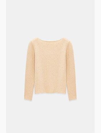 Maglione in maglia con scollo a barca e paillettes dilvin