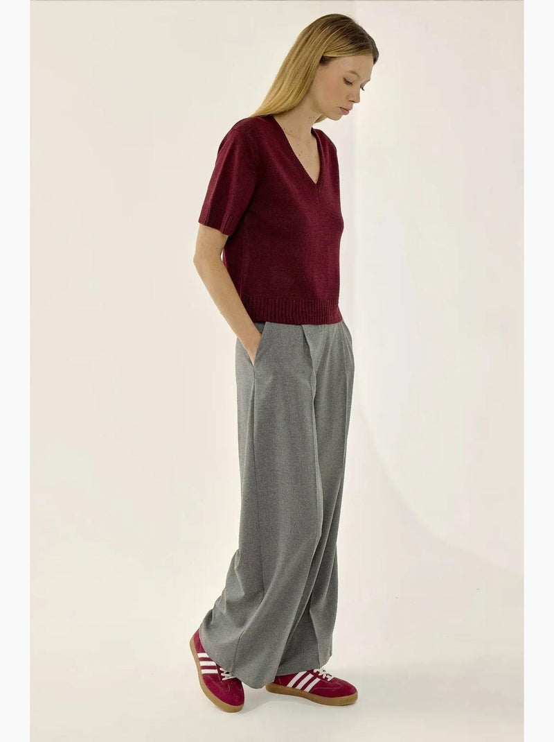Maglione in maglia con scollo a v e maniche corte hiccup Rosso - Kiabi