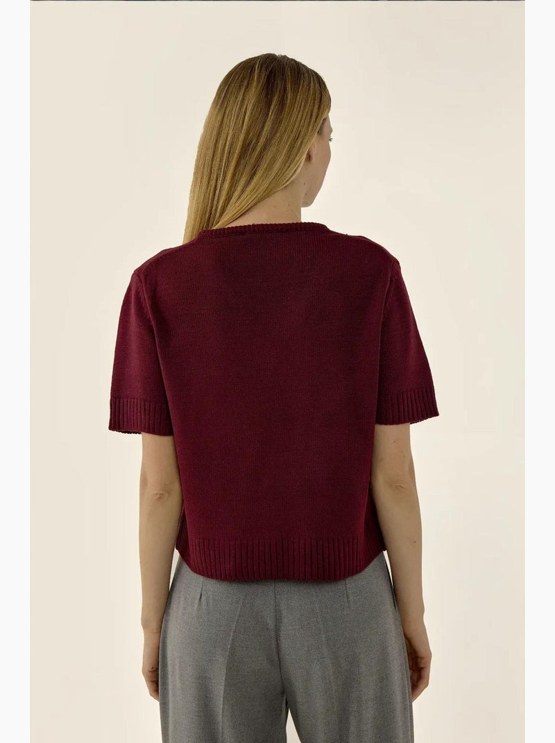 Maglione in maglia con scollo a v e maniche corte hiccup Rosso - Kiabi