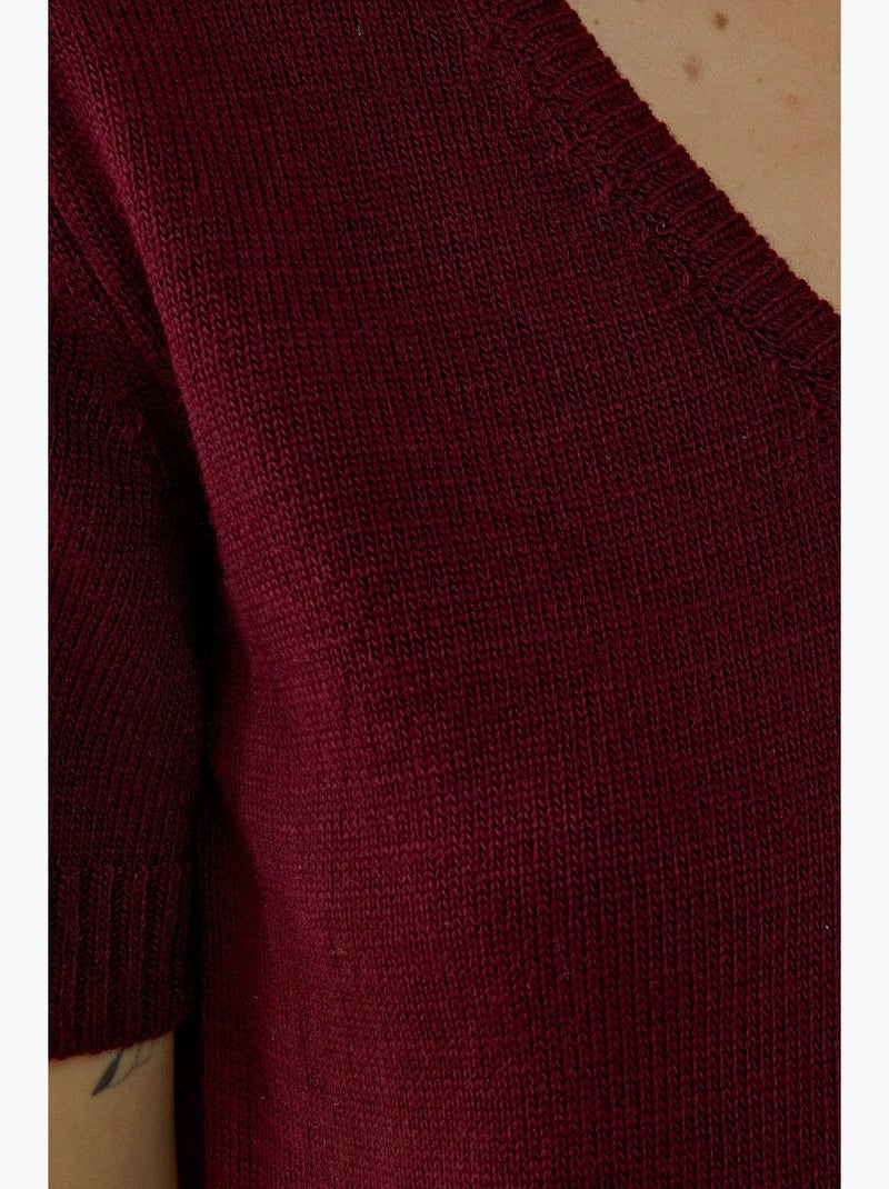 Maglione in maglia con scollo a v e maniche corte hiccup Rosso - Kiabi