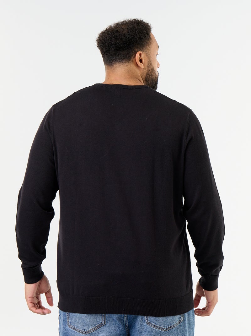 Maglione in maglia con scollo a V Nero - Kiabi