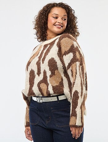 Maglione in maglia con stampa animalier