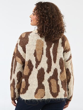 Maglione in maglia con stampa animalier