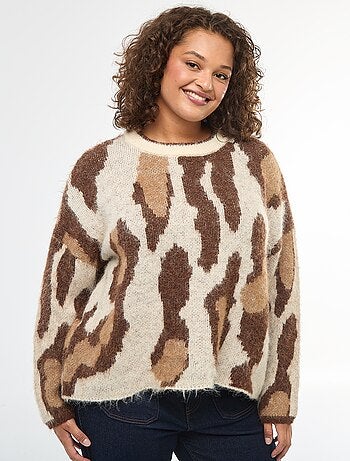 Maglione in maglia con stampa animalier