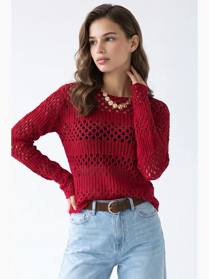 Maglione in maglia da donna mixray Rosso bordeaux - Kiabi