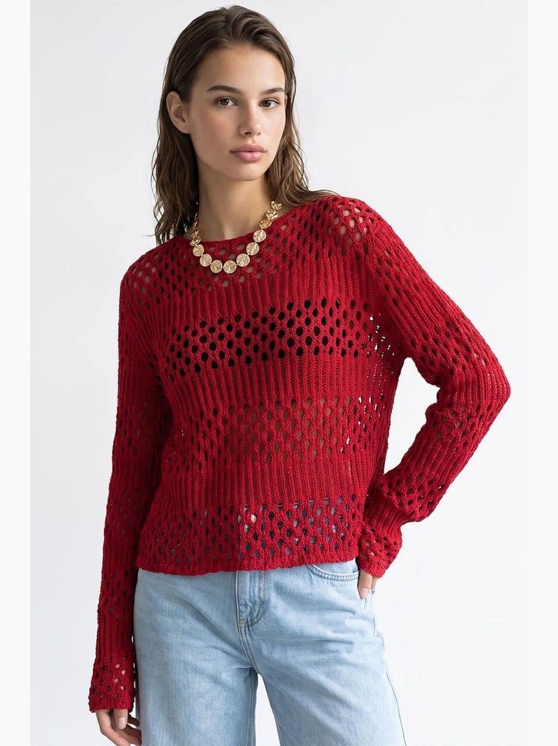 Maglione in maglia da donna mixray Rosso bordeaux - Kiabi