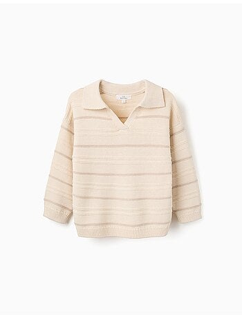 Maglione in maglia di cotone con colletto polo