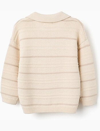 Maglione in maglia di cotone con colletto polo