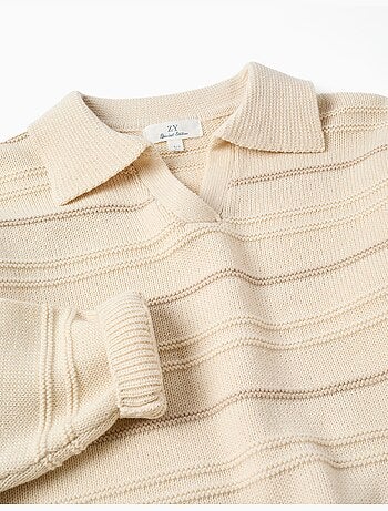 Maglione in maglia di cotone con colletto polo