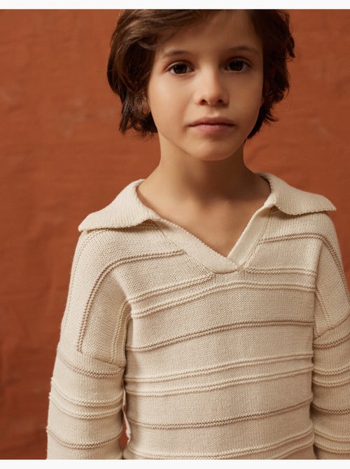 Maglione in maglia di cotone con colletto polo - Kiabi