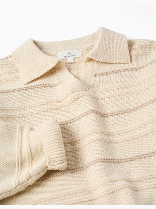 Maglione in maglia di cotone con colletto polo - Kiabi
