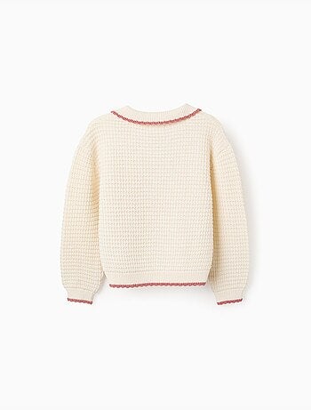 Maglione in maglia di cotone con colletto polo