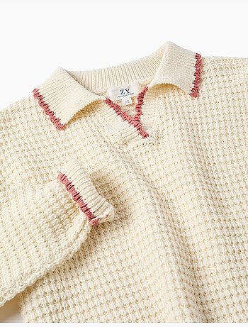 Maglione in maglia di cotone con colletto polo