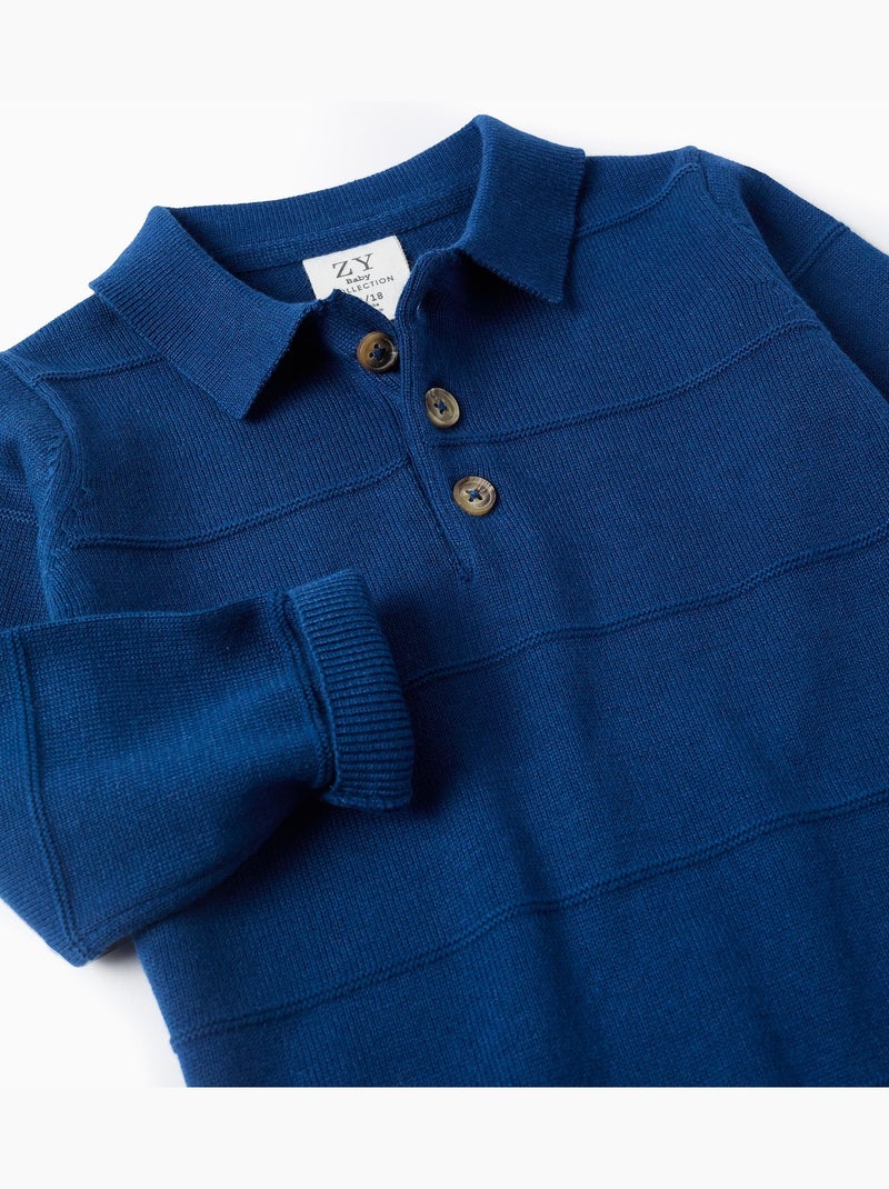 Maglione in maglia di cotone con linee in rilievo Blu scuro - Kiabi