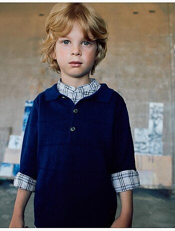 Maglione in maglia di cotone con linee in rilievo