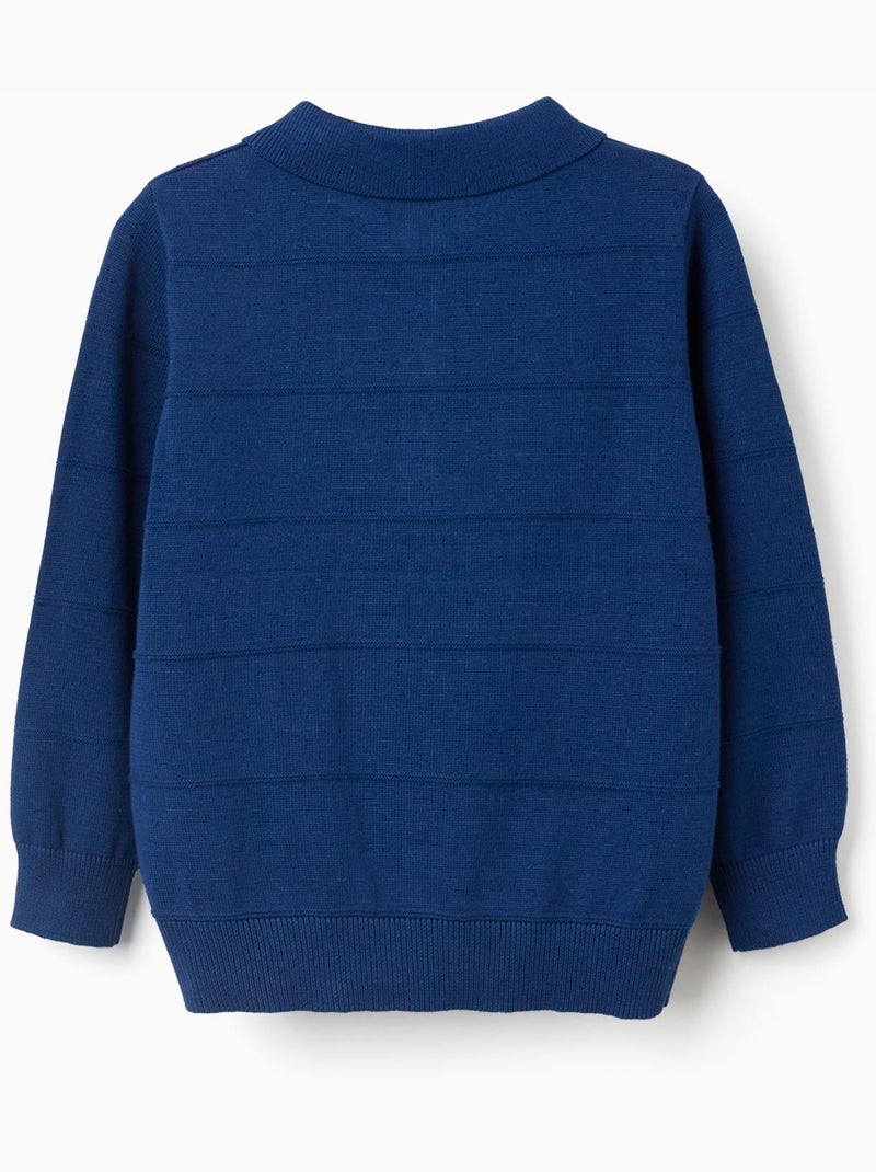 Maglione in maglia di cotone con linee in rilievo Blu scuro - Kiabi