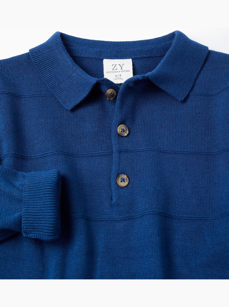 Maglione in maglia di cotone con linee in rilievo Blu scuro - Kiabi