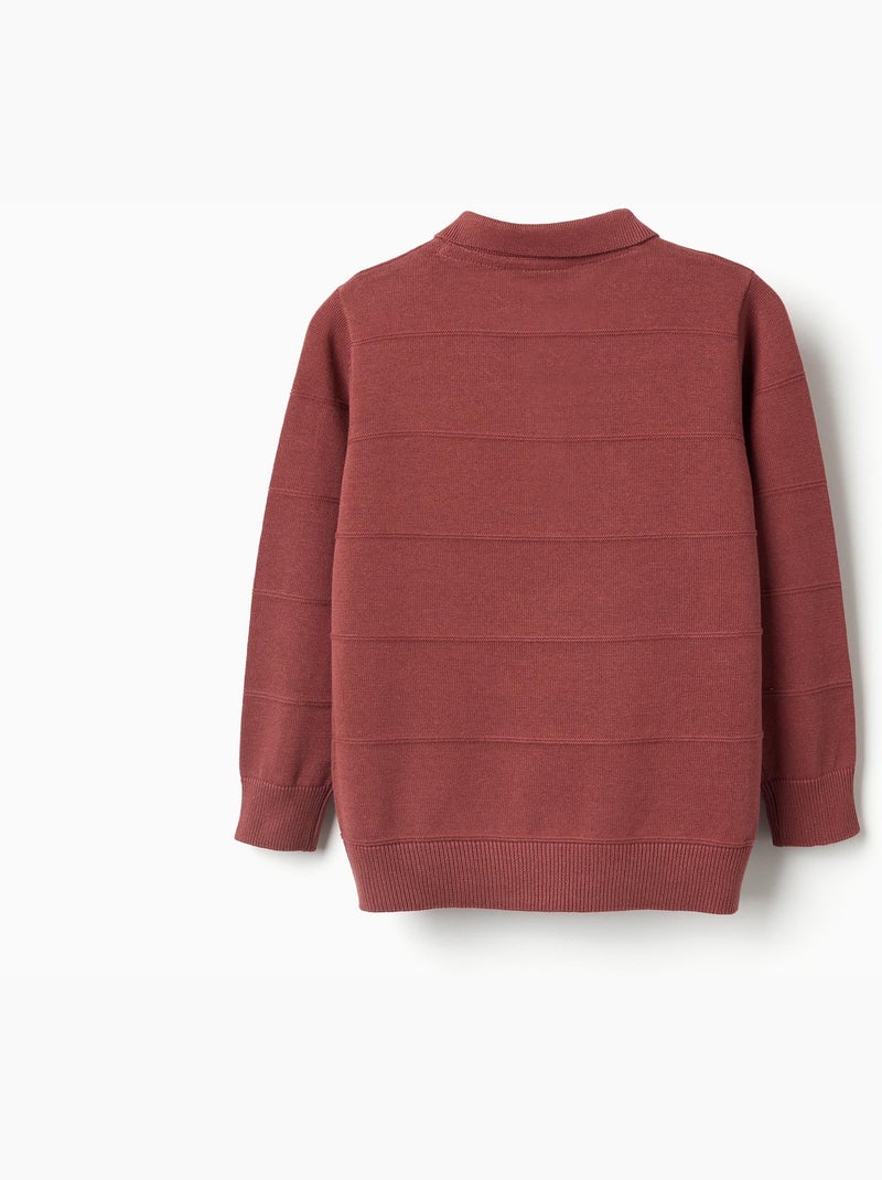 Maglione in maglia di cotone con linee in rilievo Marrone - Kiabi
