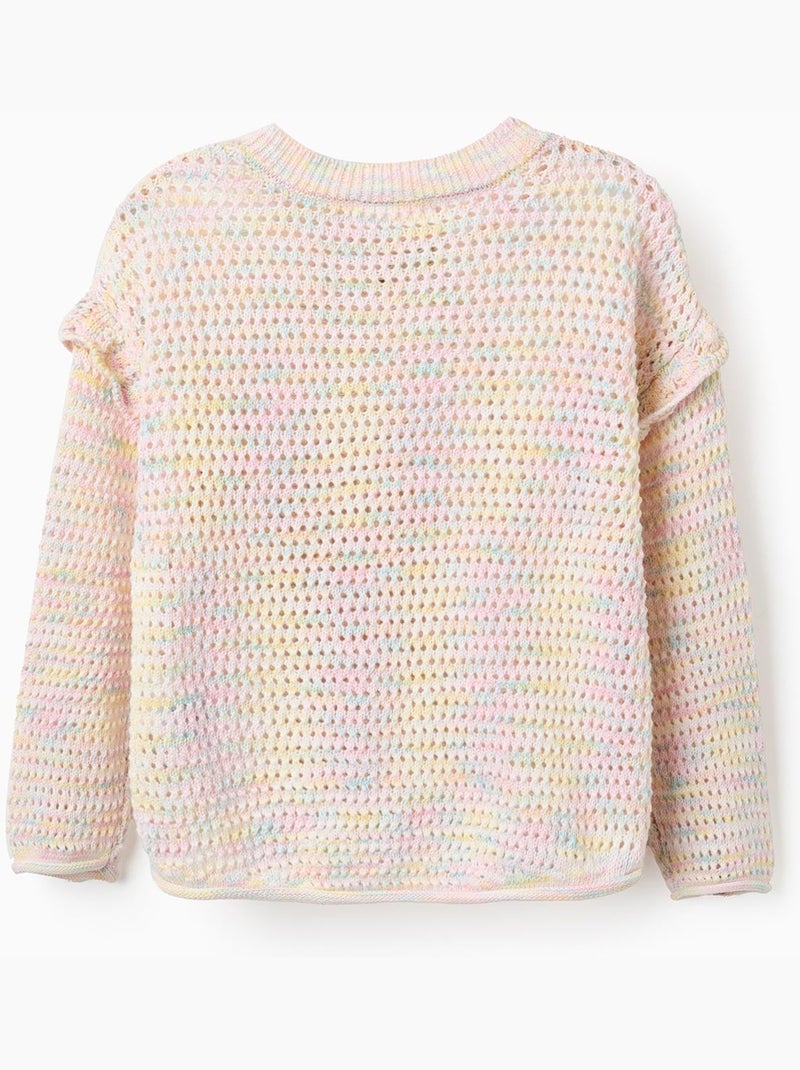 Maglione in maglia di cotone con volant Beige chiaro - Kiabi